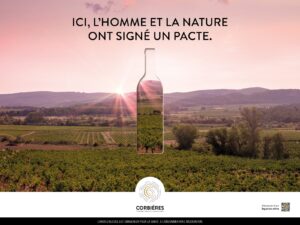 Visuel pour les Vins de Corbières, rosé. Agence Jardin des Marques.